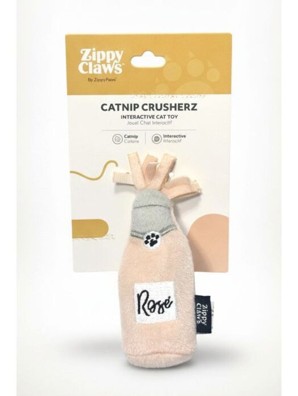 ZippyPaws Zippy Claws Catnip Crusherz Rose Wine Bottle Interactive Plush Cat Toy